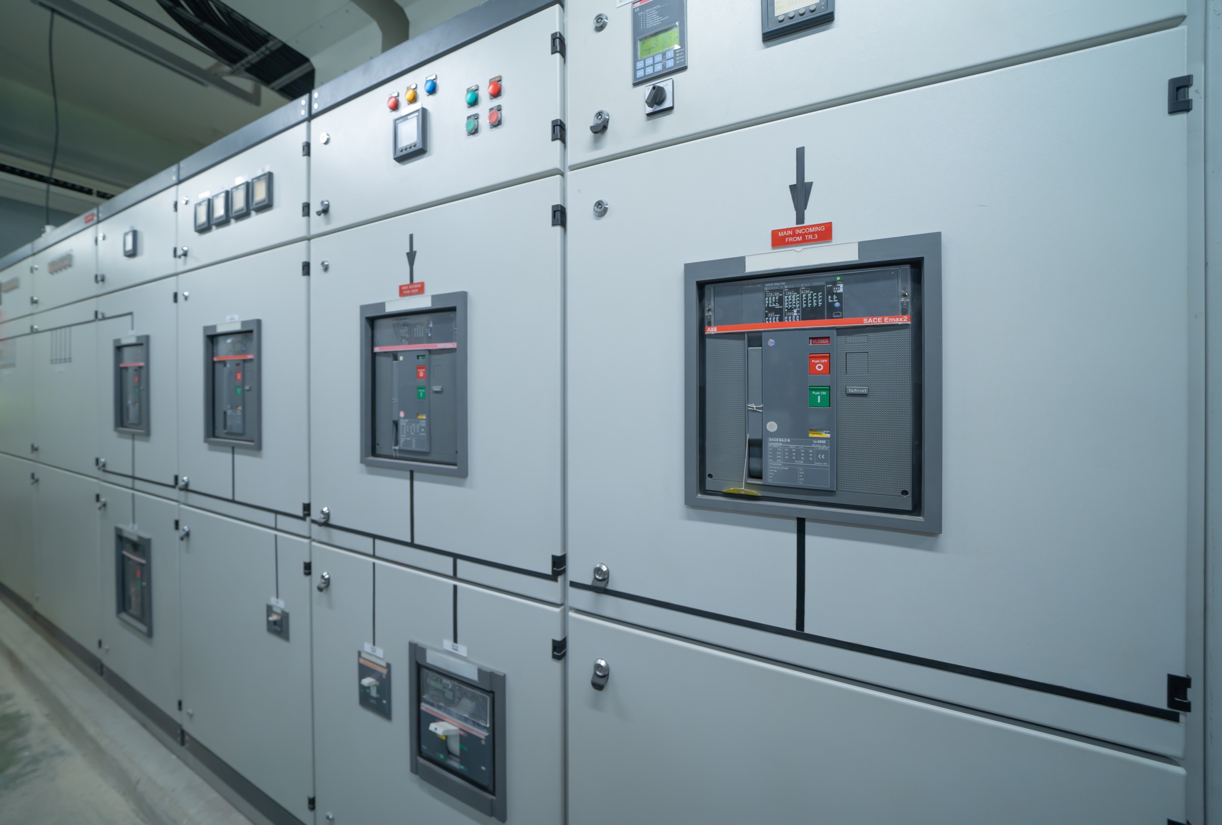 Electrical switchgear and power distribution equipment in an industrial facility